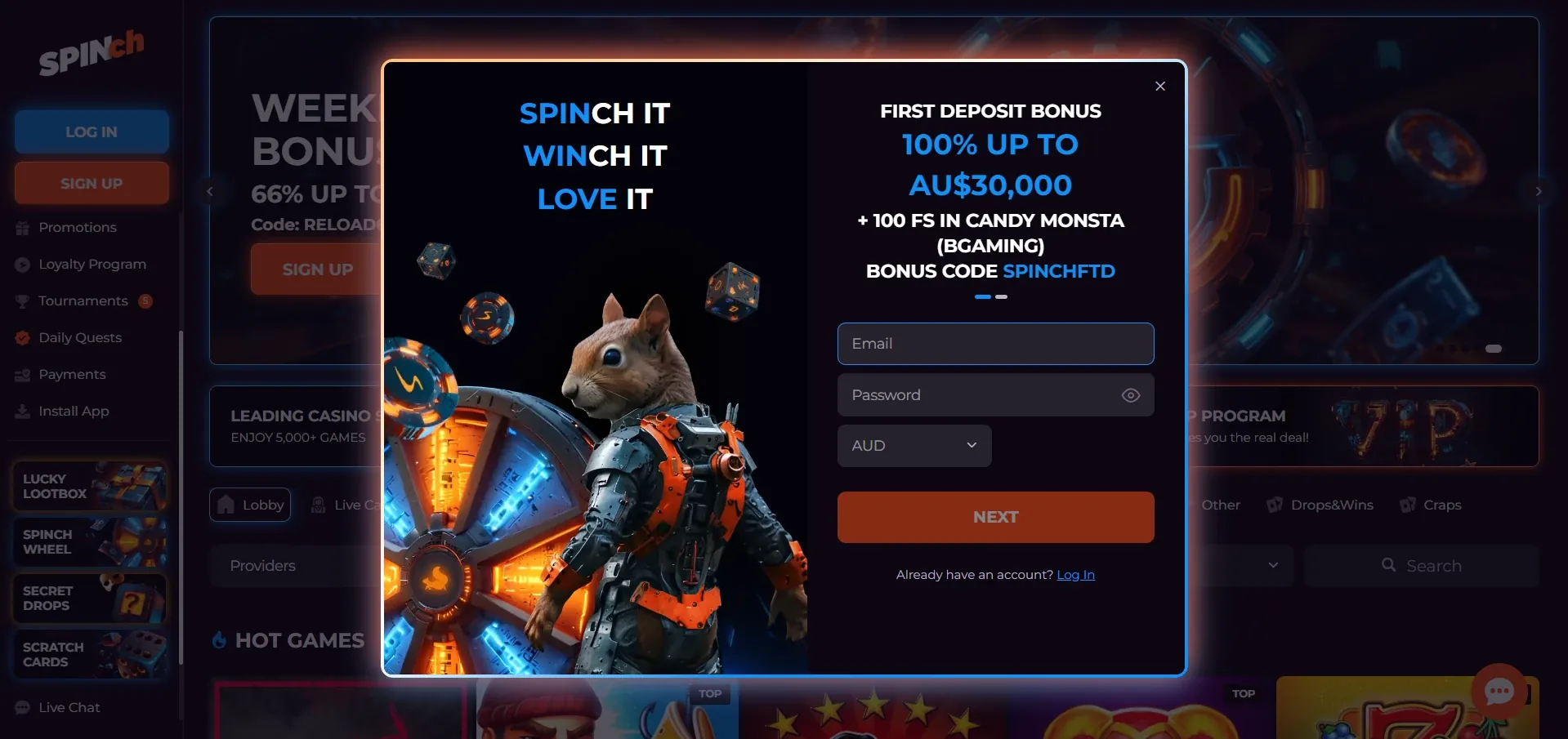 Spinch Casino sign up